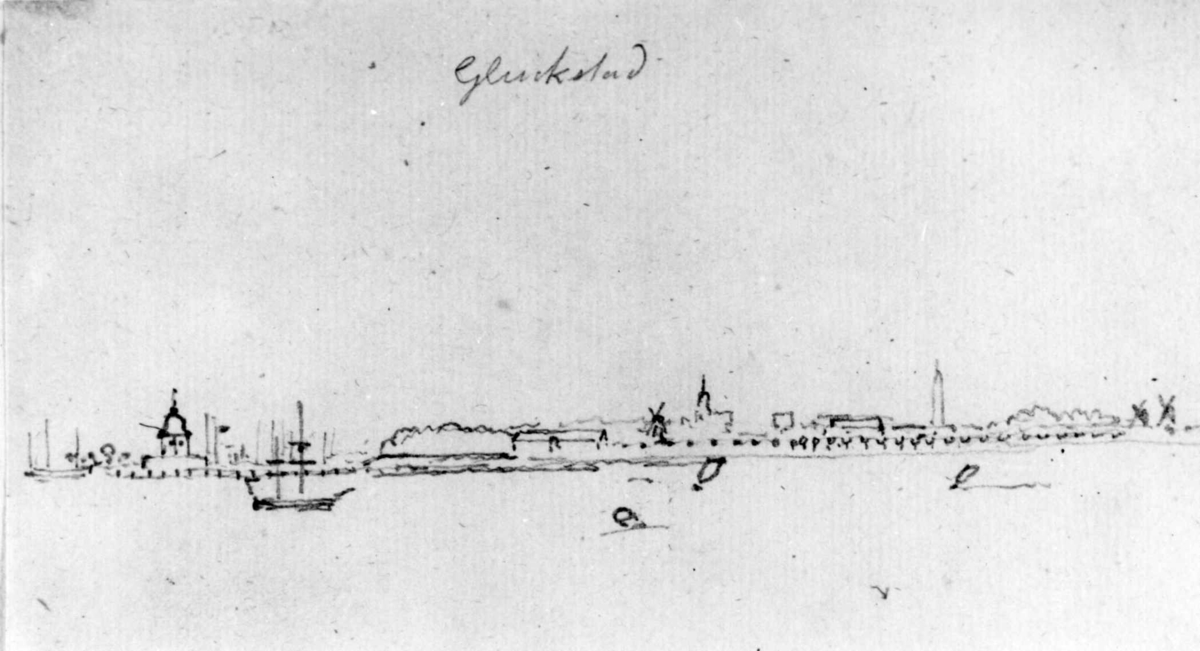 Glükstadt
Fra skissealbum av John W. Edy, "Drawings Norway 1800".