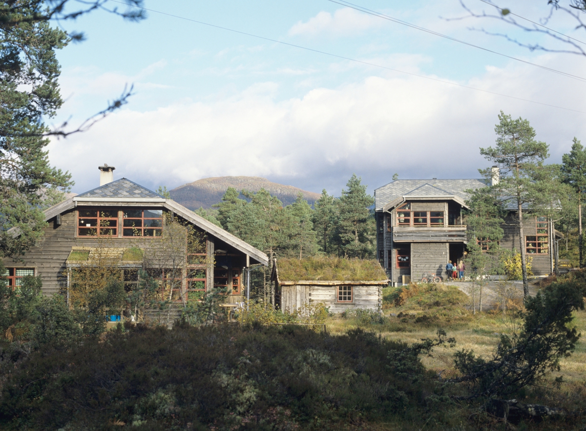 To hus og et gjestehus som ligger vakkert i terrenget i Naustdal ved Førde. llustrasjonsbilde fra Bonytt 1986.