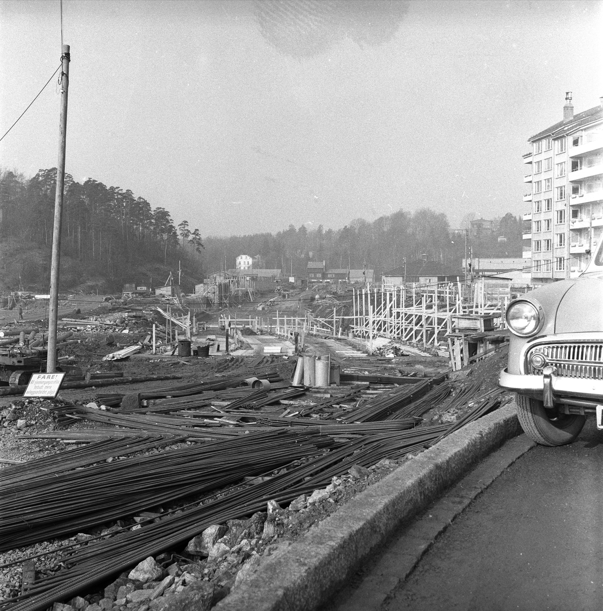 Strandpromenaden, Oslo, april 1959. Veibygging.