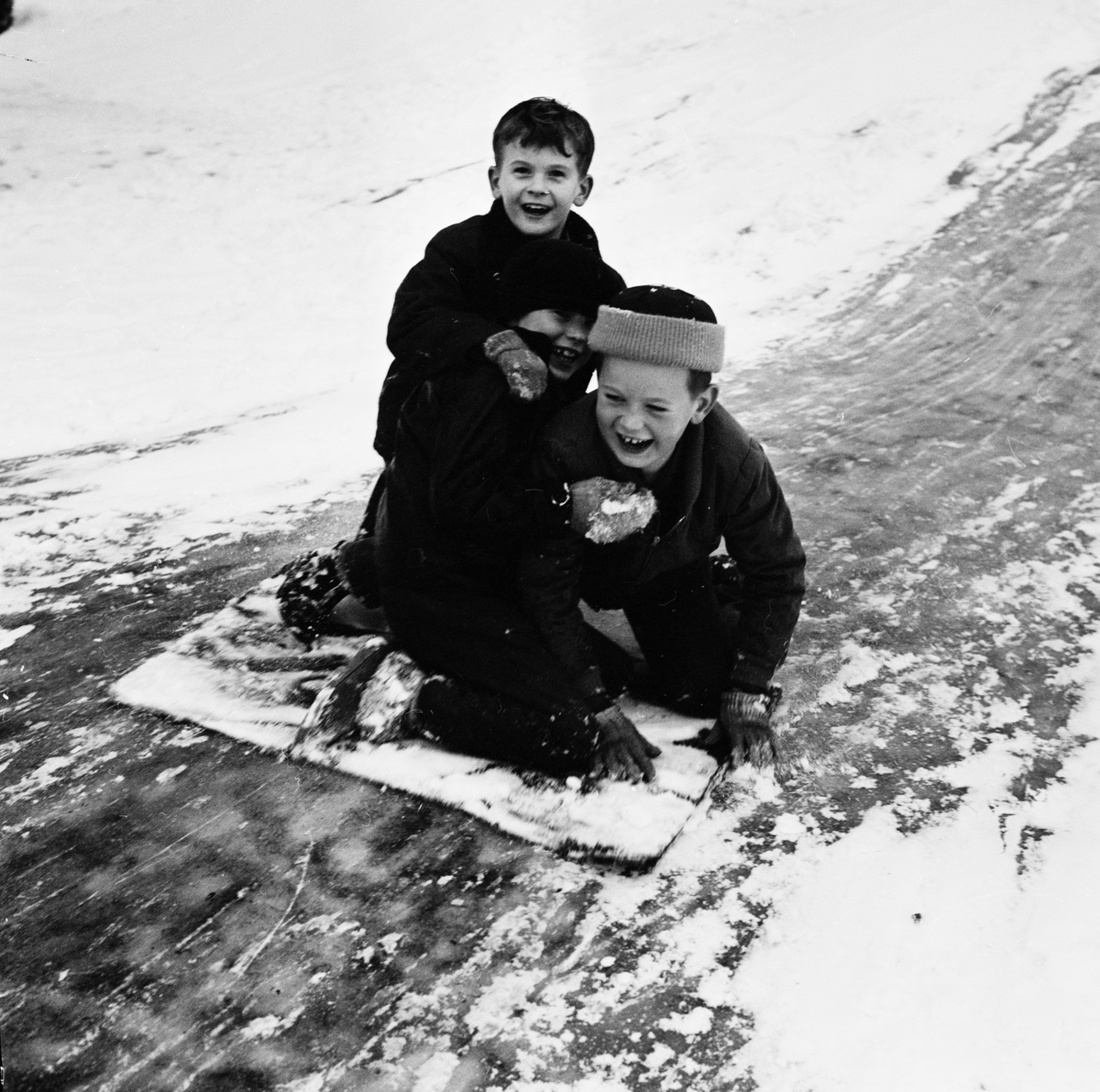 Barn åker kana, Uppsala januari 1962