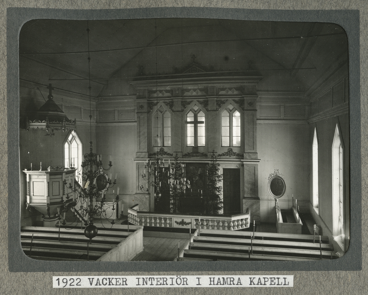 "1922 Vacker interiör i Hamra kapell"