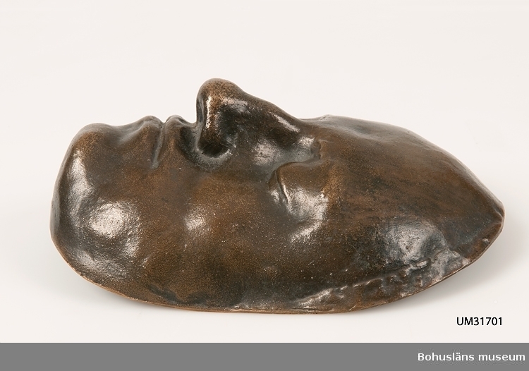 Ansikte föreställande Karl XII, gjutet i brons.