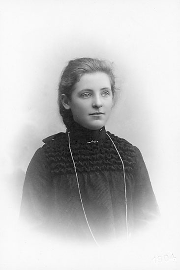 Enligt noteringar: "Linnea Lindqvist."
Stämpel på fram sidan: "Atelier Svea, Karlshamn, Ronnebygatan 20."
Inpräglar på fotot: "1904."
