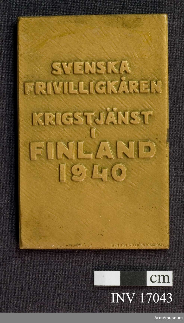 Grupp M II
För Svenska frivilligkåren vid Krigstjänst i Finland, av brons.