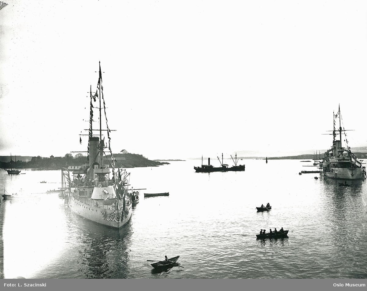 fjord, krigsskip, robåter