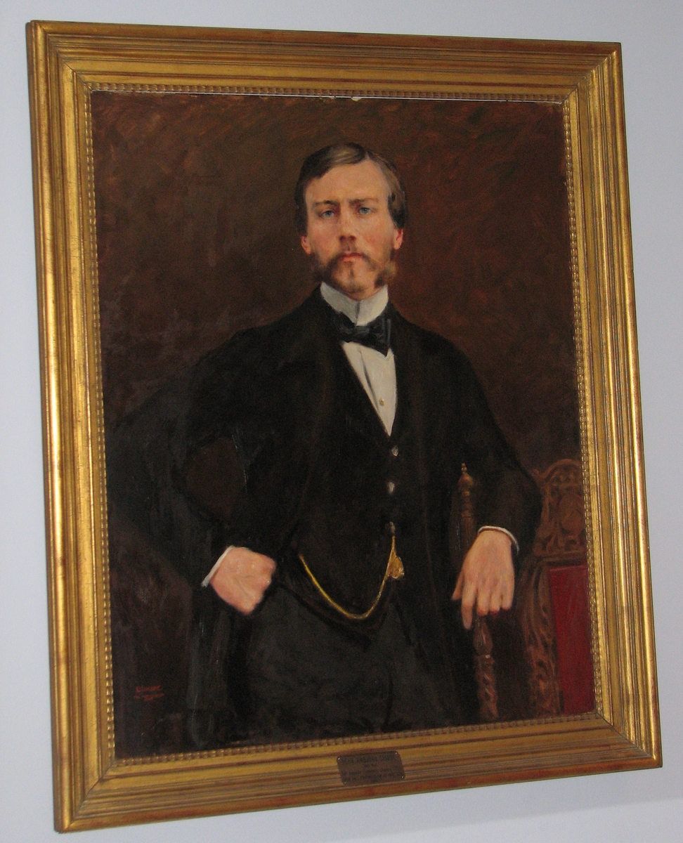 Porträtt i olja av greve Pehr Sparre, den första svenska
frimärksgravören och frimärkstryckaren. Konstnären Louis Sparre var
son till Pehr Sparre.