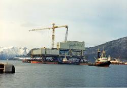 Bygging av TCP2 i Åndalsnes. 
Dekksrammen til plattformen l