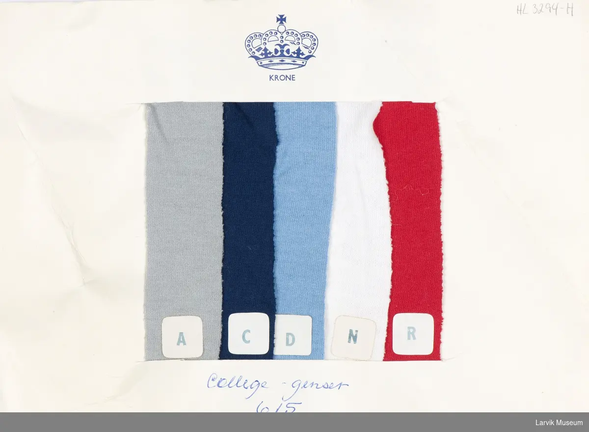 1 ark med 5 stoffprøver i forskjellige farger, nr. 615 til College-genser - stretchkvalitet
