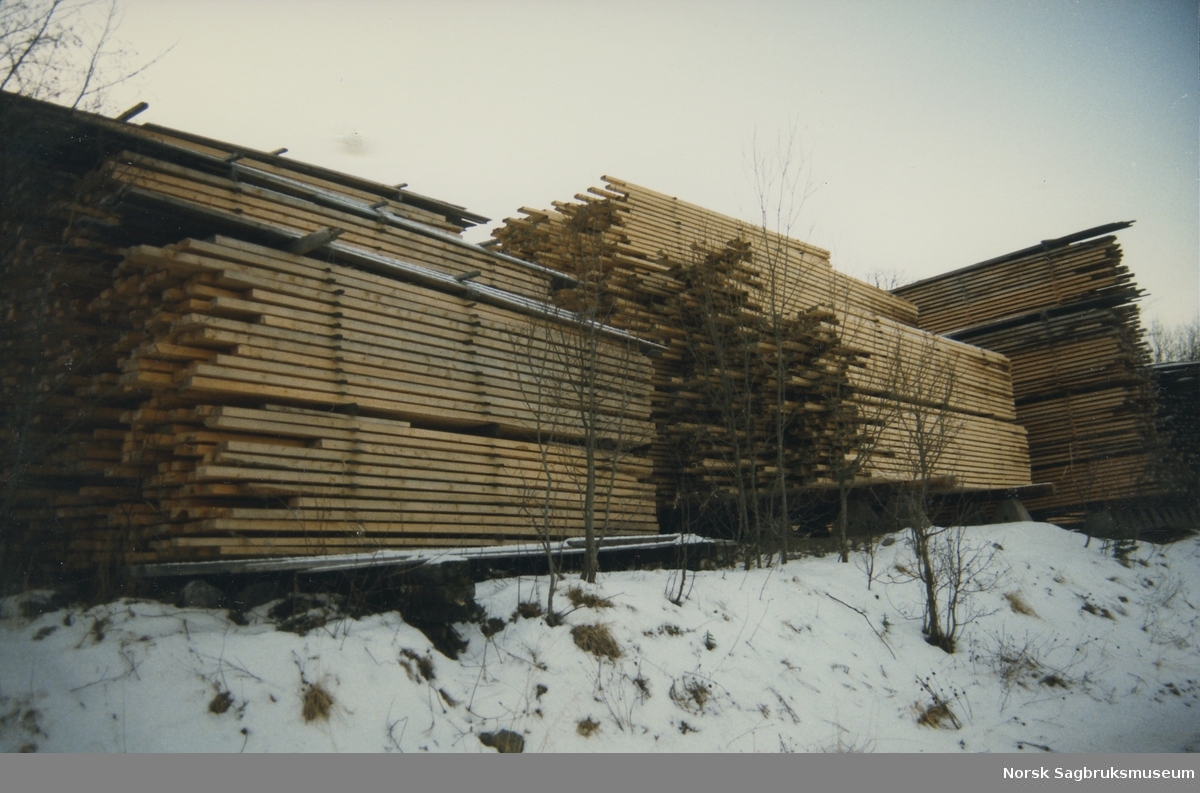 Trelastbeholdningen ved Spillumbruket 22.-23. november 1986.