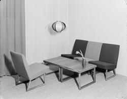 salong, lenestol, sofa, bord, taklampe