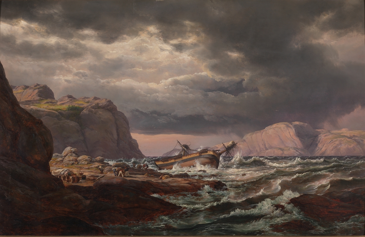 Skipbrudd ved den norske kyst [Maleri]