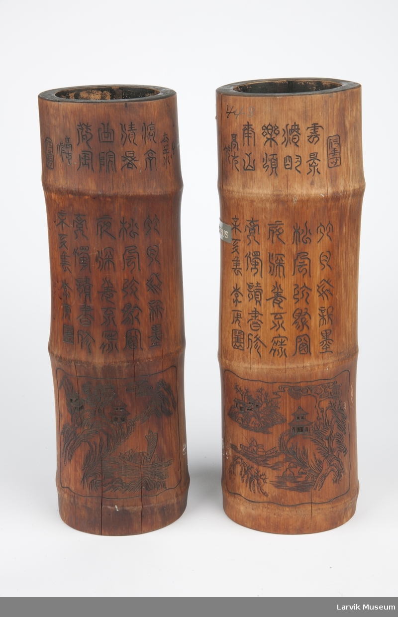 Bambusstykker m. kinesiske skrifttegn