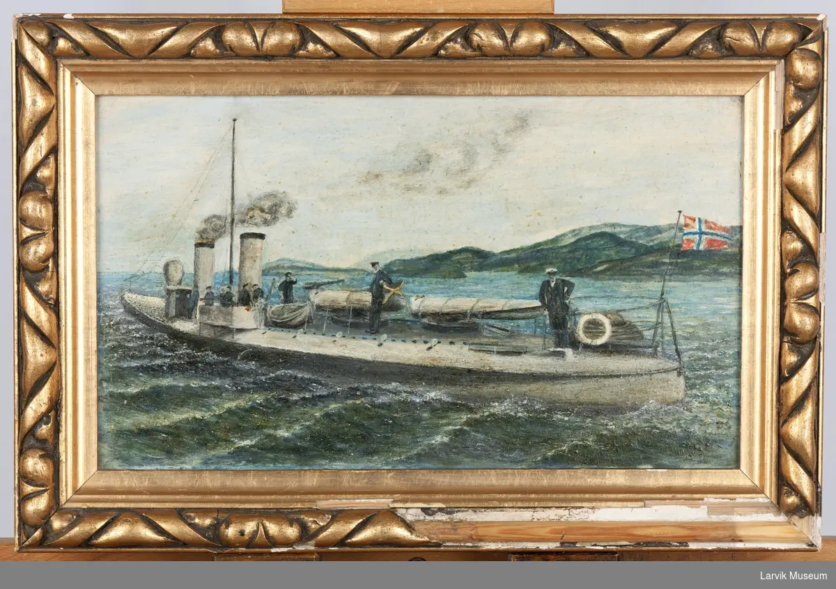 Gammel, norsk torpedobåt md mannskap