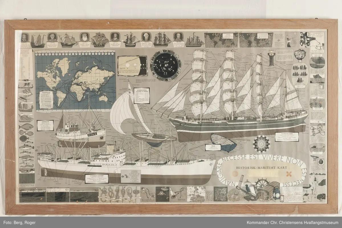 Historisk Maritimt Kart.
Skip, seilskip, dampskip