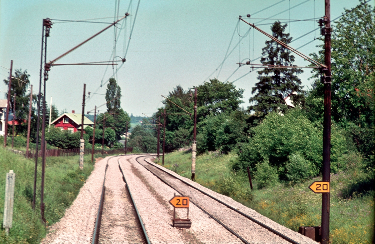 Hovedbanen ved innkjørhovedsignal B Strømmen stasjon.