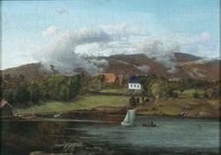 Fra Hindal (sjøsiden) [Olje på plate]