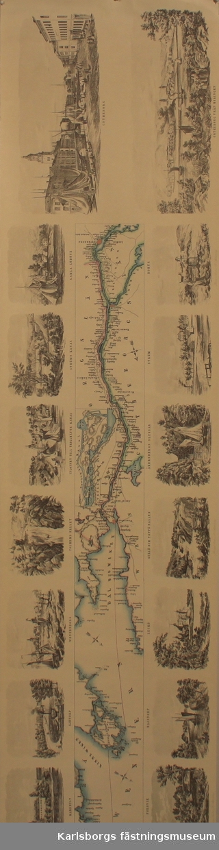 Karta, över segelleden Stockholm kanalvägen till Göteborg