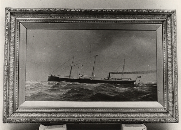 Segelångfartyget ANNIE THERESE av Stockholm.
Oljemålning sign. F. Hopper.