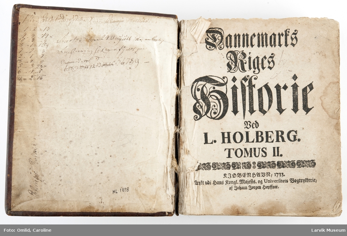 Dannemarks Riges Historie ved L.Holberg. Tomus II, trykt af Johann Jörgen Höpffner