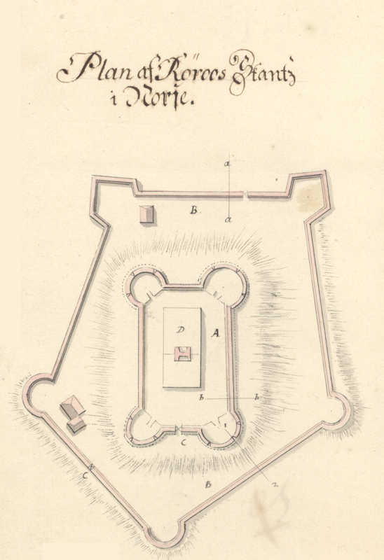 Røros skanse var i prinsippet en festning med to murer, en øvre og en nedre. Den øvre ble bygget med fire avrundete bastioner (utspring), forbundet med kurtiner (forbindelsesmurer mellom bastionene). Den nederste bestod av en femkantet bastion, tre avrundete og to pileformede bastioner.