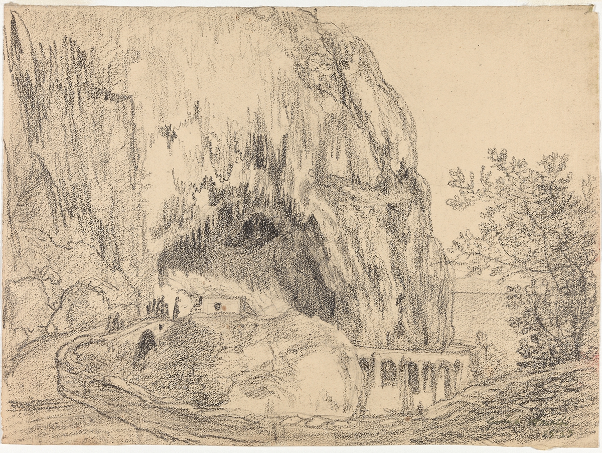 Grotte ved Amalfi [Tegning]