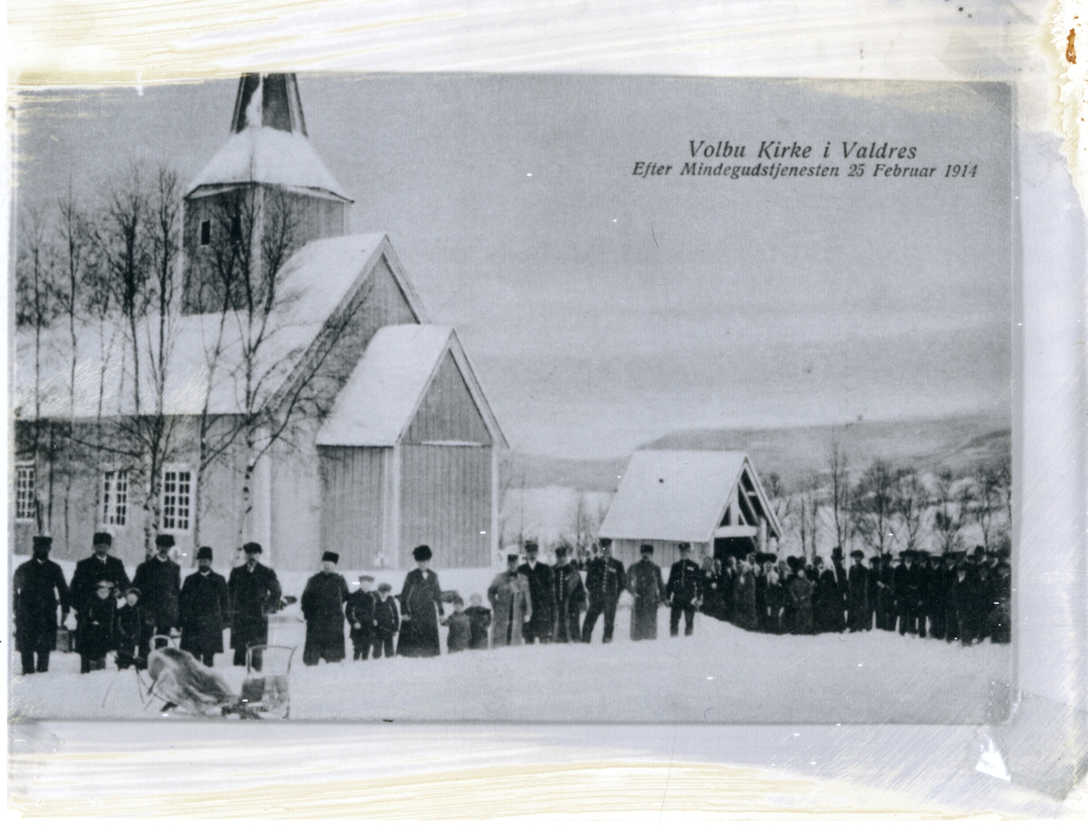 Volbu kyrkje i Valdres. Minnegudstjeneste 25. februar 1914