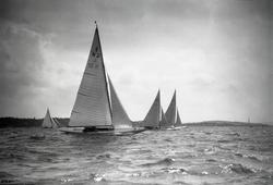 Seilbåter i regatta. 6m R "Lisbeth 3" (b. 1926, Anker & Jens
