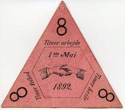 Arbeiderpartiets første 1. mai-merke fra 1892