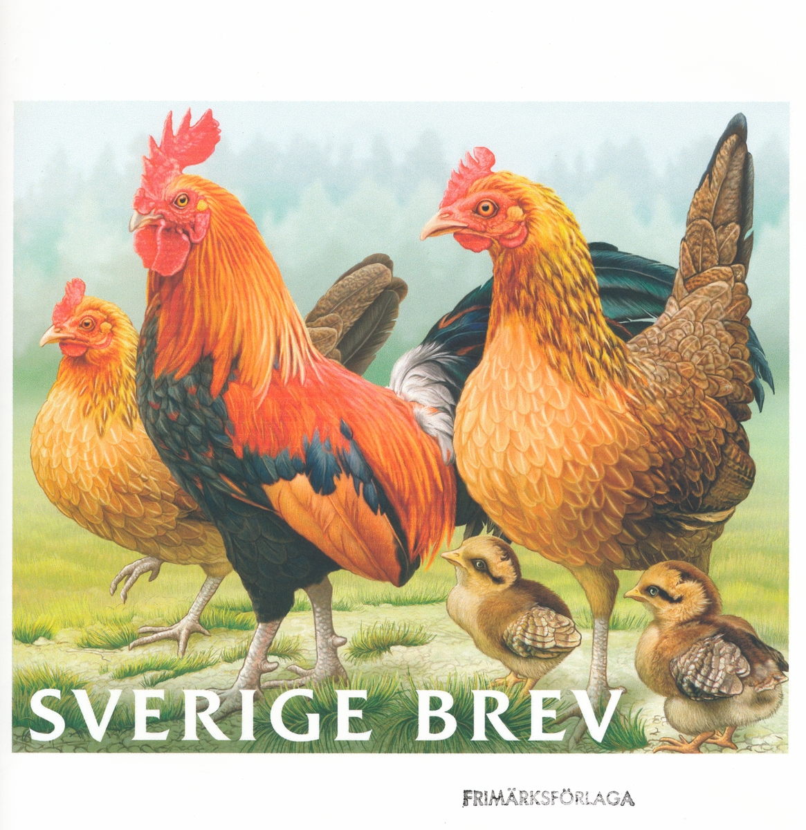 Förlagor som visar olika svenska hönsraser.