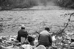 Landskap med person(er).