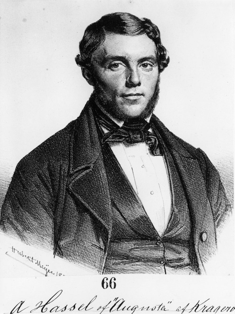 Andreas Hassel etter litografi av Hubert Meyer 1850-tallet