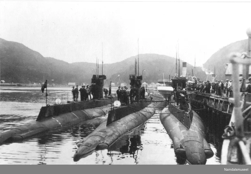 Tre ubåter ved kai i Namsos