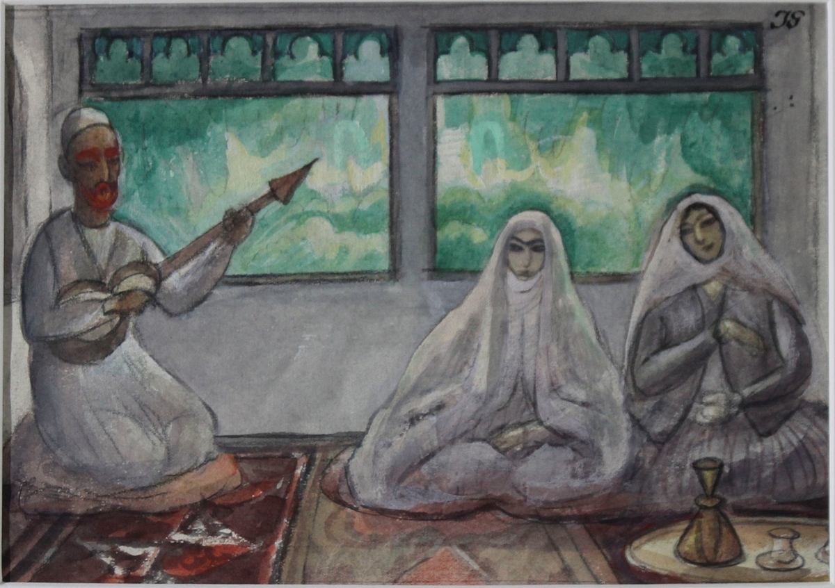 Persisk interiör [Akvarellmålning]