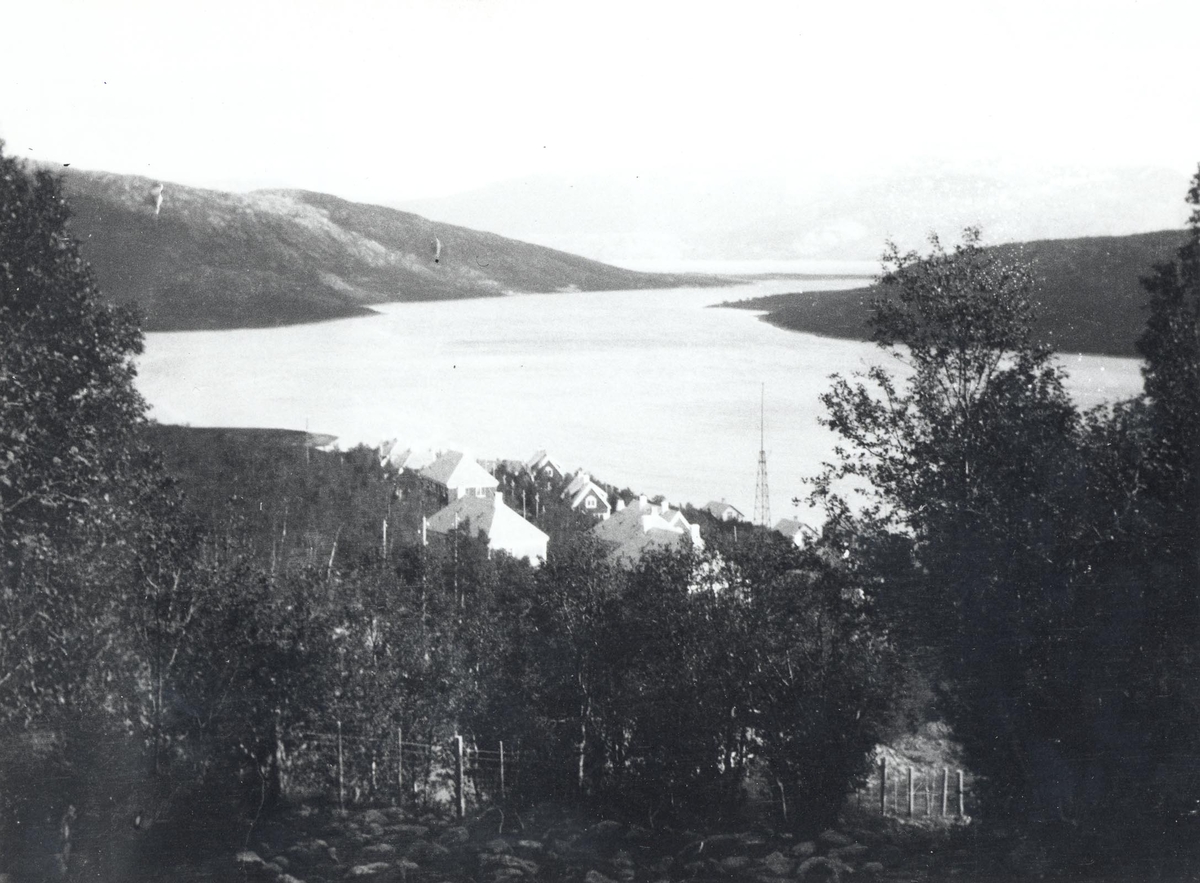 Enkeltbilde. Sjøkrigsskolens sommertokt i 1952, her fra Ramsund. Utsyn mor Ofotfjorden.