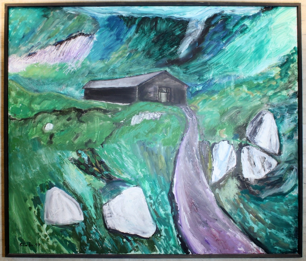 Måleri av Raymond Klæbo (1921-1998), som vart gjeve i gåve frå Volda kommune i høve opninga av Ivar Aasen-tunet 22. juni 2000.