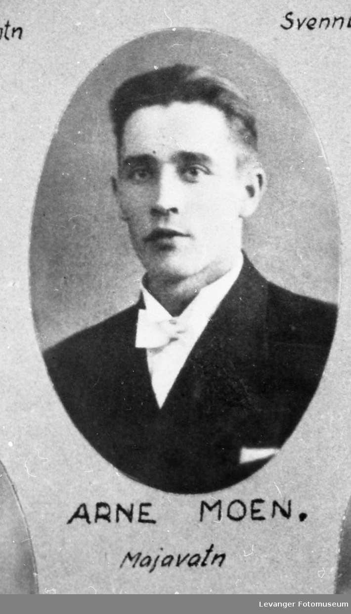 Portrett av Arne Ludvik Moen, fra Majavatn henrettet på Falstad under 2 verdenskrig, en av Majavatnofrene