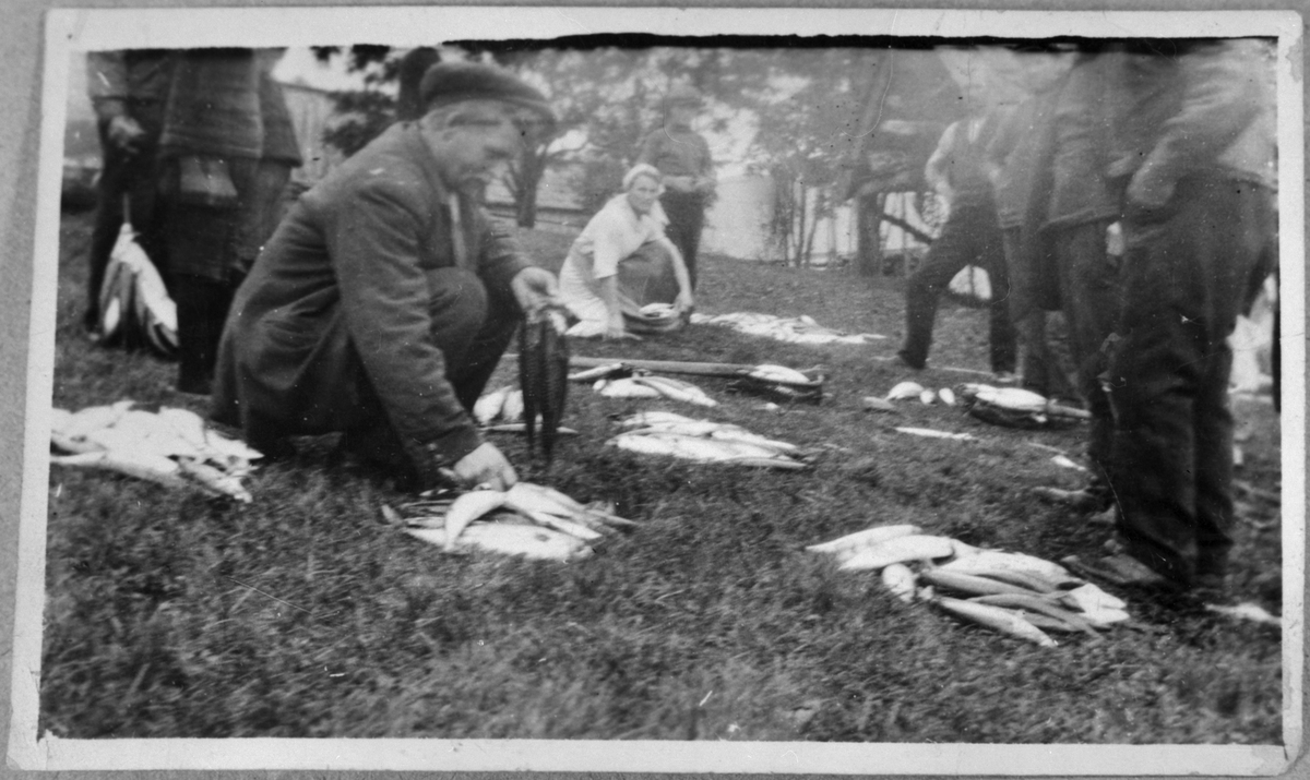 Fiske i Ølen, ca. 1920. Mannen i forgrunnen er Thomas Lunde.