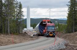 Bygging av vindkraftverk på Finnskogen, Hedmark. Transport a