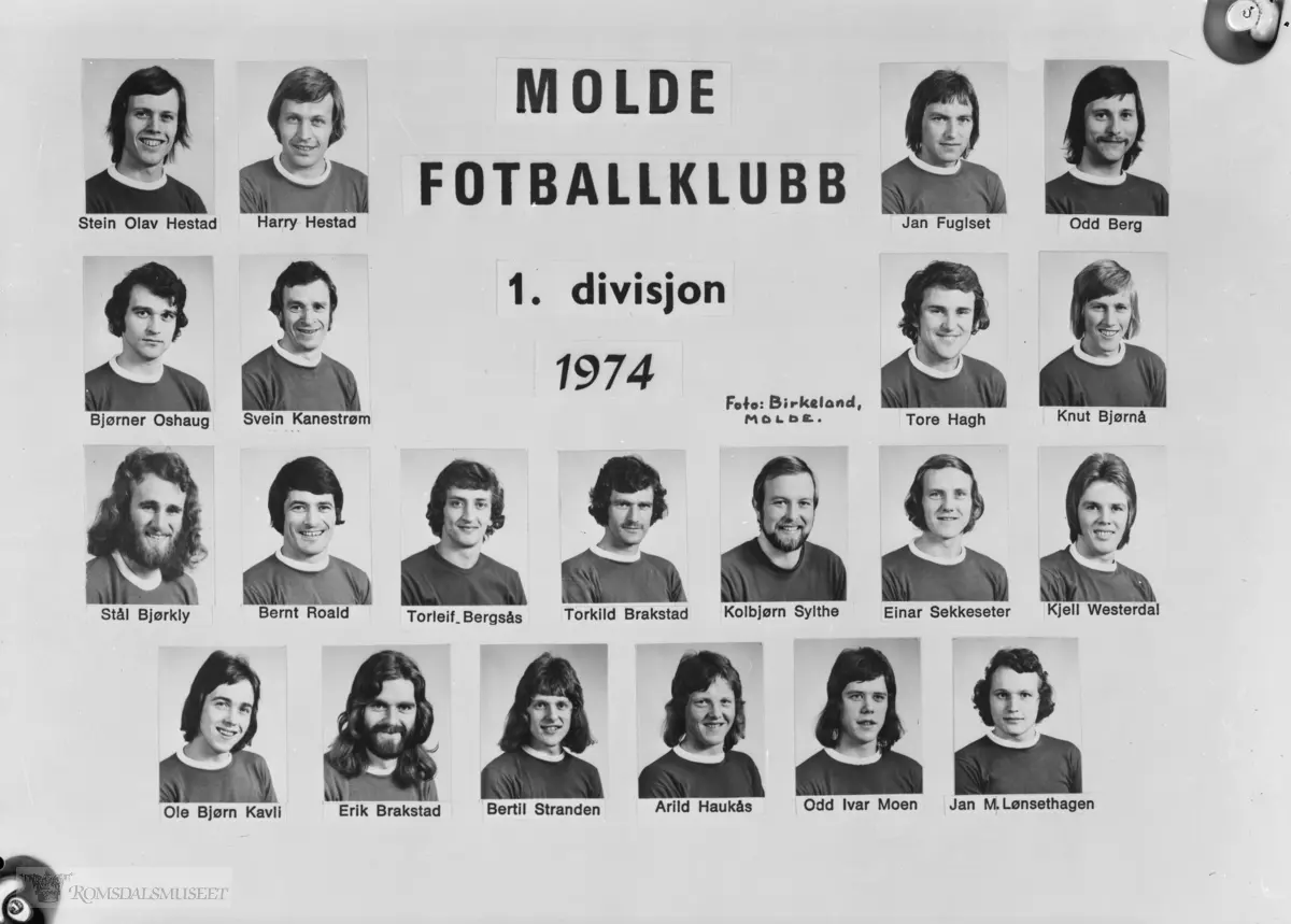 "MFK 1974".Molde fotballklubb 1. Divisjon 1974.(4 kopier i samme konvolutt)