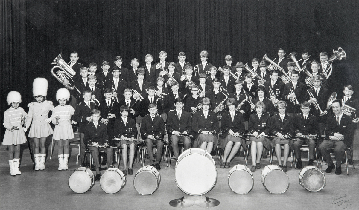 Odda skolekorps sitt 20-årsjubileum i 1967.