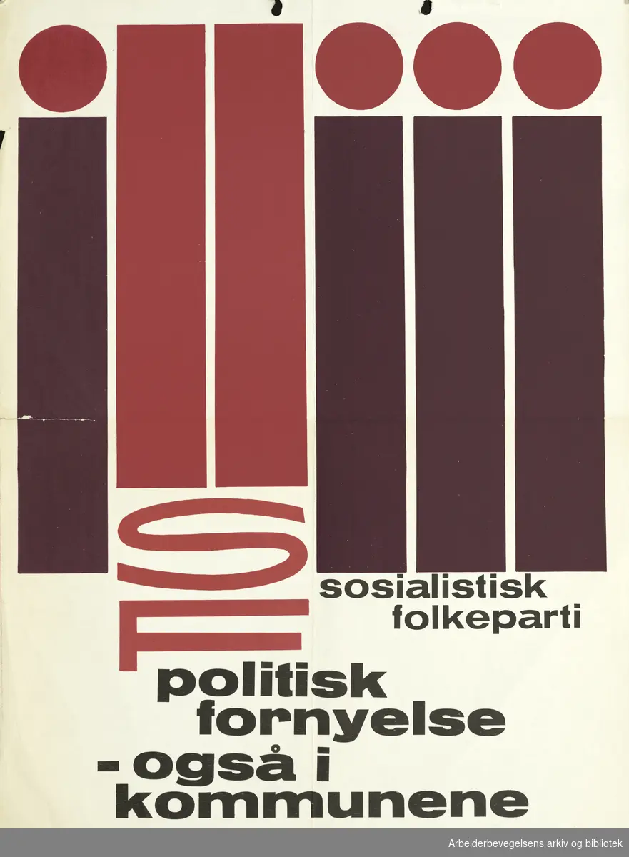 Plakat Sosialistisk Folkeparti. Politisk fornyelse - også i kommunene. Format 50x32 cm.