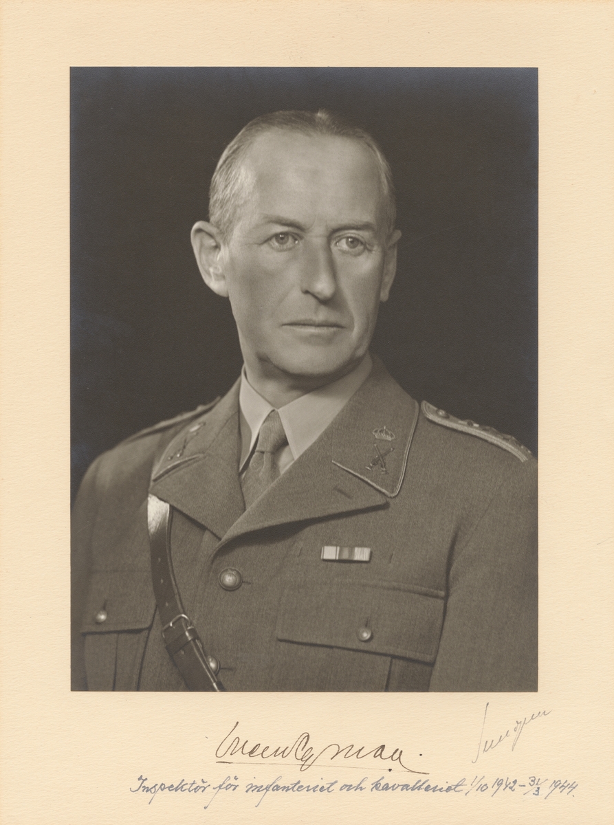Porträtt av generalmajor Sven Ryman, inspektör för infanteriet och kavalleriet 1942-44.