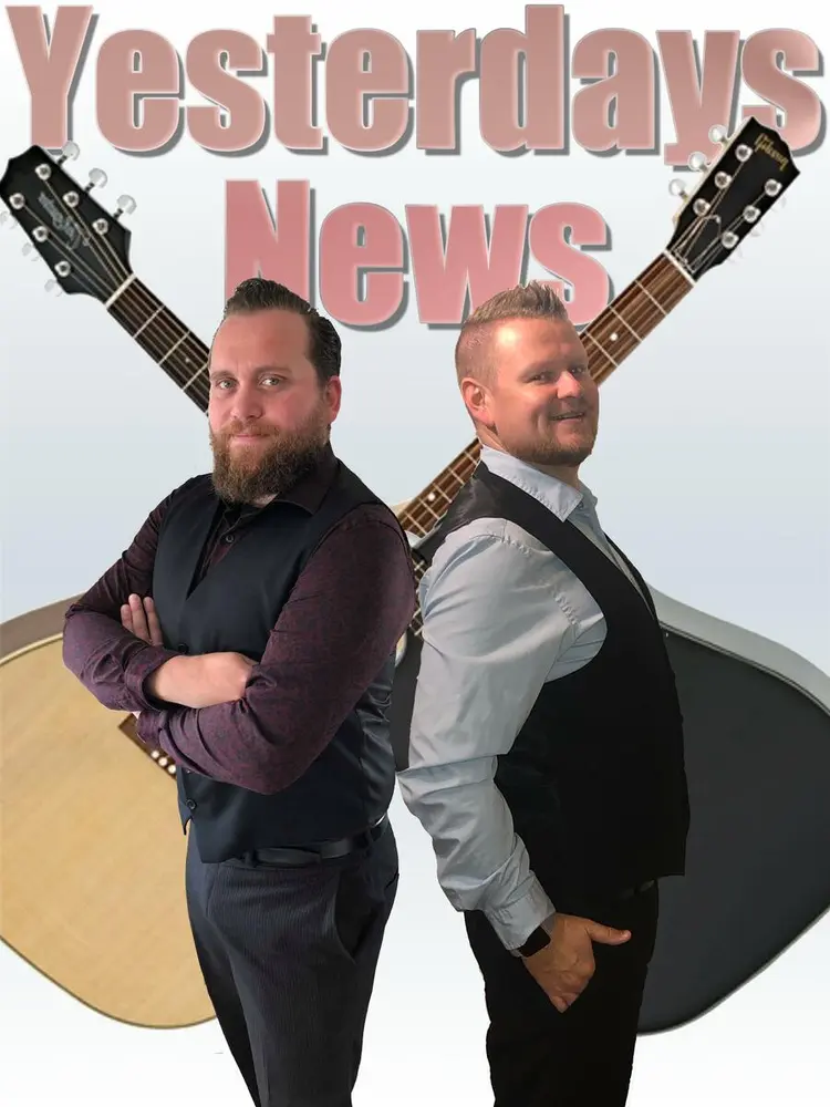 Plakat, to gitarspillende karer . Yesterdays news