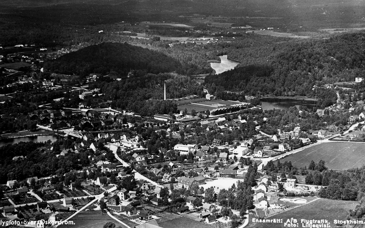 Oskarströms sn. Flygfoto över Oskarström från 1950-talet?.