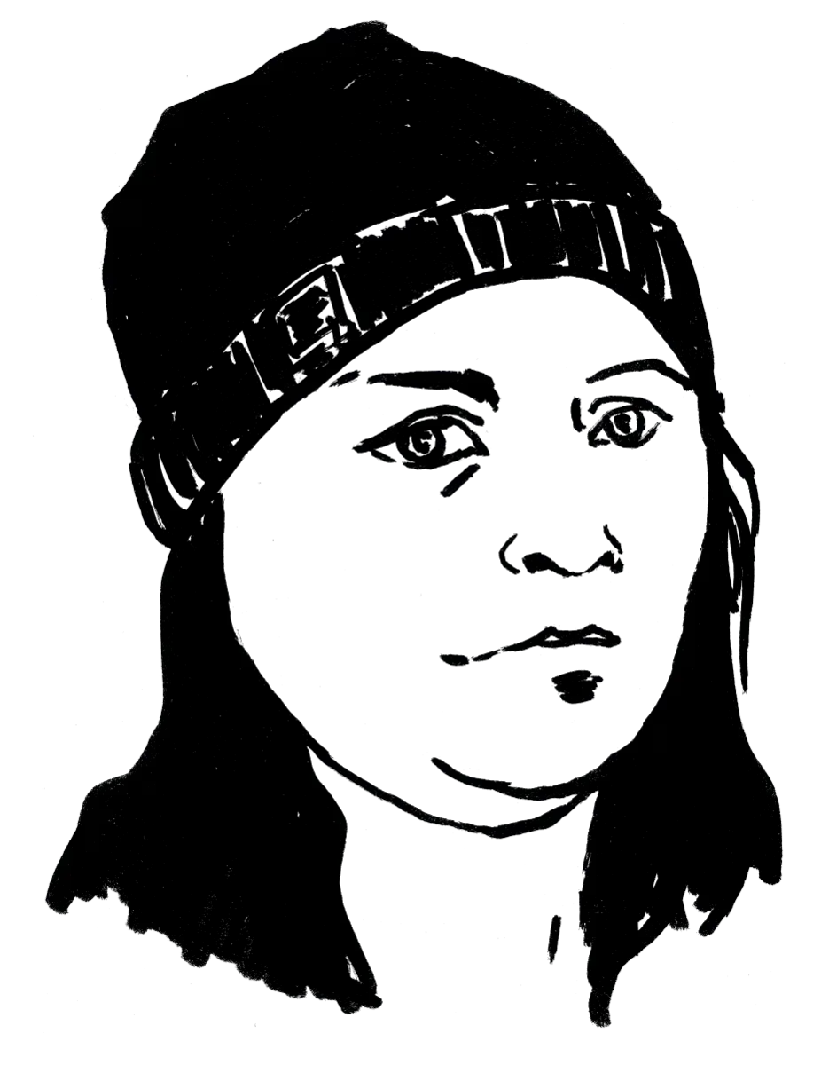 Drawing illustrating a woman.