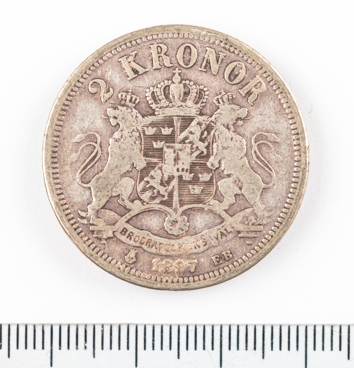 Mynt, Sverige, 2 kronor, 1897.