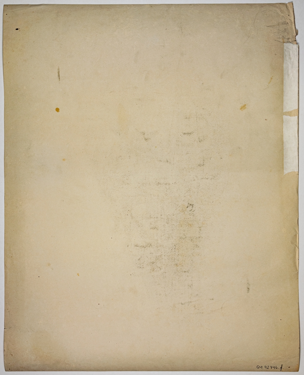Teckning på papper, föreställande skultur, helkroppsbild, antikstudie. Signerad Ida von Schulzenheim mars 1878.