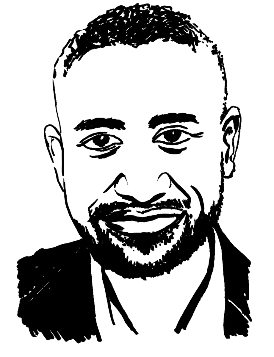 Drawing illustrating a man.
