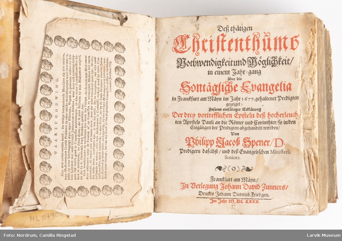 Daglig kristne taler og epistler fra 1677
Utgitt i 1680 i Frankfurt am Main