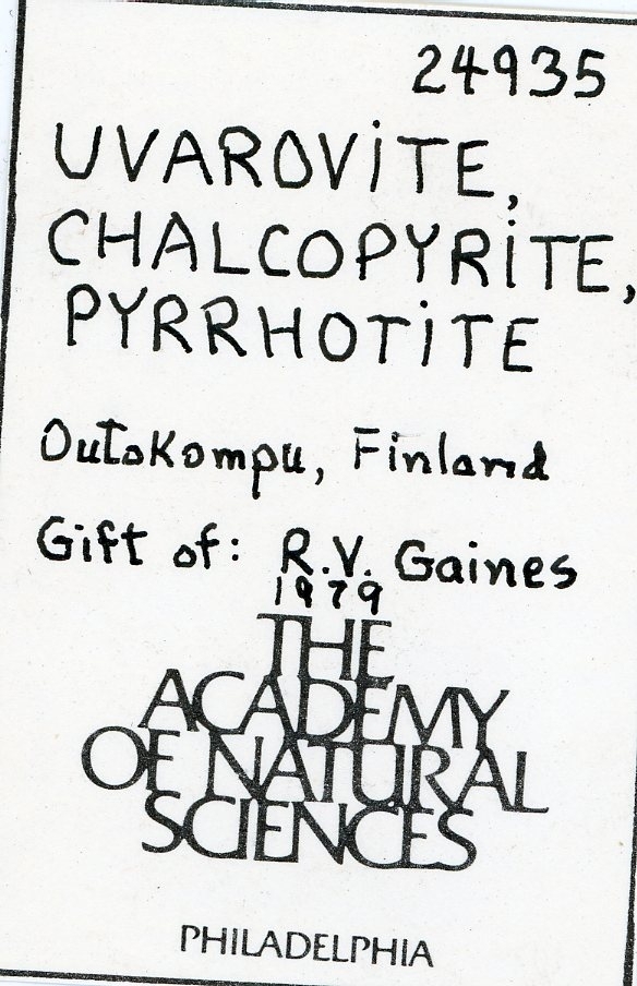 Richard V. Gaines => Philadelphia Academy of Natural Sciences
